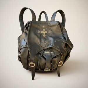 Chrome Hearts Cross Patch Leather Backpack with Sterling Cross Hardware